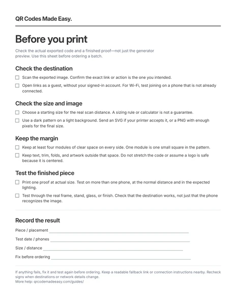 Preview of the one-page print checklist