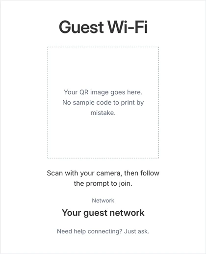Preview of the blank Guest Wi-Fi sign